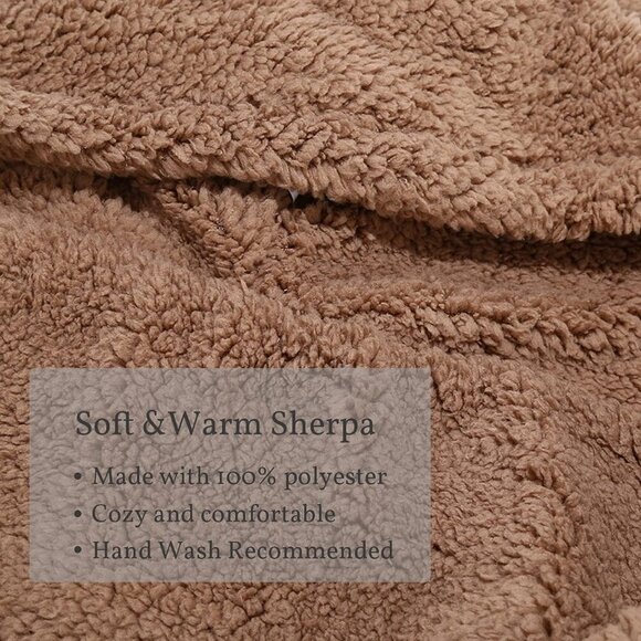 Unisex Brown Winter Bear Ear Sherpa Hood Hat Scarf Gloves 3 in1 100% Polyester - Picture 3 of 5